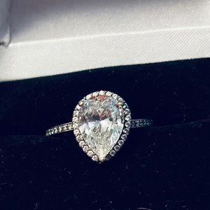 Pandora Sparkling Teardrop Halo Ring